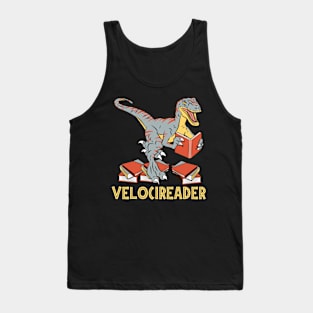 Velocireader Books Dino Raptor Gift Design Tank Top
